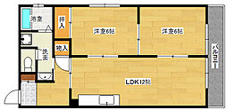 K1ハイム東雲 2LDKの間取図画像