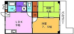 エビスマンション 2LDKの間取図画像