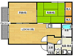 サウスビレッジA 2LDKの間取図画像