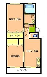 大利マンション 2DKの間取図画像