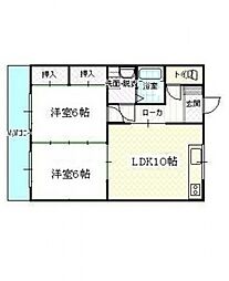 カルチェGP 2LDKの間取図画像