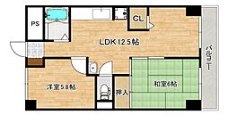 第三津広ビル 2LDKの間取図画像