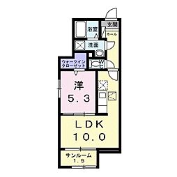 グロリオサ川根 1LDKの間取図画像