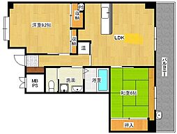 メディオコート大手町 2LDKの間取図画像