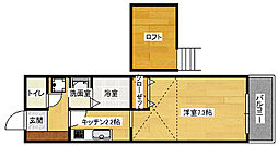 グラビスコート紙屋町 1Kの間取図画像