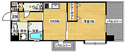 ロアール南竹屋 1DKの間取図画像