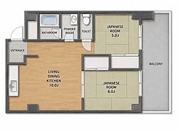 コーポ安古市 2LDKの間取図画像