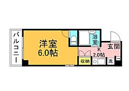 クリエーション中広 1Kの間取図画像