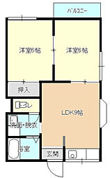 コーポホワイトハウス 2DKの間取図画像