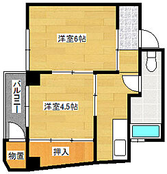 広島電鉄1系統 鷹野橋駅 徒歩4分の賃貸マンション 3階2Kの間取り
