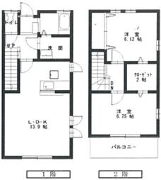 JR可部線 安芸長束駅 徒歩25分の賃貸アパート 1階2LDKの間取り