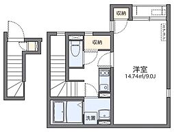 JR山陽本線 向洋駅 徒歩23分の賃貸アパート 2階1Kの間取り
