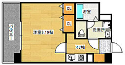 広島電鉄1系統 県病院前駅 徒歩9分の賃貸マンション 6階1Kの間取り