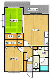 広島電鉄2系統 広電西広島(己斐)駅 徒歩8分の賃貸マンション 4階2LDKの間取り