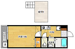 オレンジハウス 1Kの間取図画像
