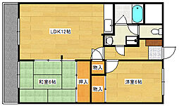 広島電鉄宮島線 広電西広島(己斐)駅 徒歩7分の賃貸マンション 2階2LDKの間取り