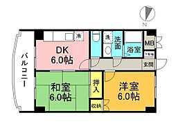 広島高速交通アストラムライン 祇園新橋北駅 徒歩7分の賃貸マンション 3階2DKの間取り