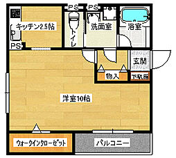 JR山陽本線 向洋駅 徒歩21分の賃貸アパート 2階ワンルームの間取り