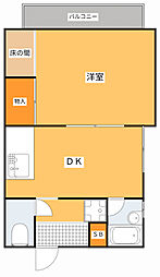 JR山陽本線 向洋駅 徒歩19分の賃貸マンション 3階1DKの間取り