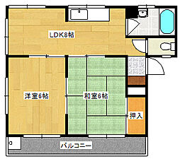 広島電鉄宮島線 東高須駅 徒歩7分の賃貸マンション 2階2LDKの間取り