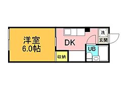 広島電鉄8系統 十日市町駅 徒歩1分の賃貸マンション 4階1DKの間取り