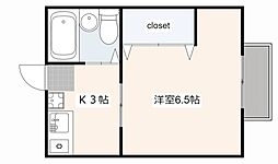 JR山陽本線 天神川駅 徒歩13分の賃貸アパート 1階1Kの間取り
