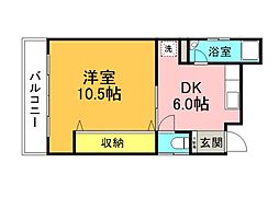 広島電鉄2系統 土橋駅 徒歩3分の賃貸マンション 4階1DKの間取り