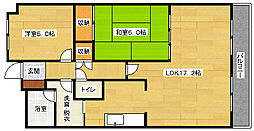 広島高速交通アストラムライン 上安駅 徒歩5分の賃貸マンション 2階2LDKの間取り