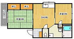 広島電鉄2系統 広電西広島(己斐)駅 徒歩30分の賃貸アパート 1階2DKの間取り