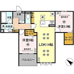 広島電鉄宮島線 高須駅 徒歩6分の賃貸アパート 1階2LDKの間取り