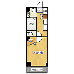広島電鉄1系統 宇品2丁目駅 徒歩1分の賃貸マンション 4階1Kの間取り