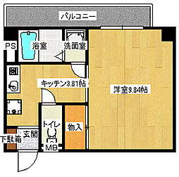 広島電鉄1系統 広電本社前駅 徒歩4分の賃貸マンション 4階1Kの間取り