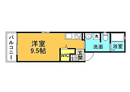 広島電鉄5系統 比治山橋駅 徒歩5分の賃貸マンション 3階ワンルームの間取り