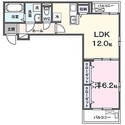 JR可部線 下祇園駅 徒歩8分の賃貸アパート 3階1LDKの間取り