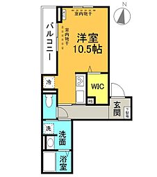 広島電鉄5系統 比治山下駅 徒歩8分の賃貸アパート 2階ワンルームの間取り