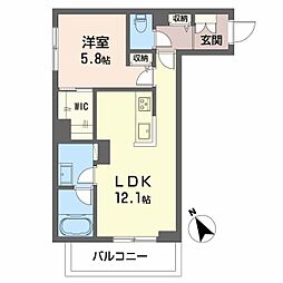 広島電鉄宮島線 広電西広島(己斐)駅 徒歩7分の賃貸マンション 2階1LDKの間取り