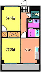 広島高速交通アストラムライン 大町駅 徒歩5分の賃貸マンション 3階2DKの間取り