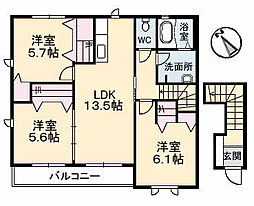 JR芸備線 安芸矢口駅 徒歩18分の賃貸アパート 2階3LDKの間取り
