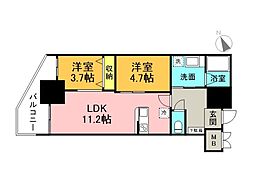 広島電鉄9系統 白島駅 徒歩5分の賃貸マンション 9階1SLDKの間取り