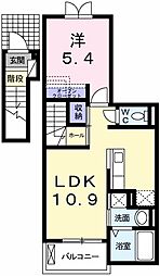 広島電鉄8系統 舟入南駅 徒歩13分の賃貸アパート 2階1LDKの間取り