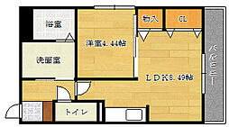 広島電鉄5系統 比治山下駅 徒歩20分の賃貸マンション 3階1LDKの間取り