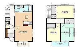広島高速交通アストラムライン 中筋駅 徒歩16分の賃貸タウンハウス 1階3LDKの間取り