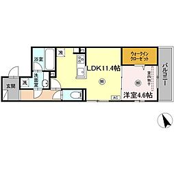 広島電鉄8系統 舟入川口町駅 徒歩5分の賃貸アパート 2階1LDKの間取り