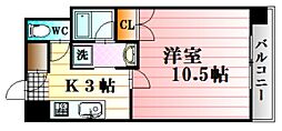 広島高速交通アストラムライン 祇園新橋北駅 徒歩7分の賃貸マンション 4階1Kの間取り