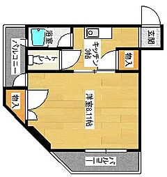 広島電鉄1系統 御幸橋駅 徒歩18分の賃貸マンション 4階1Kの間取り