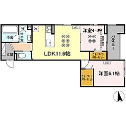 JR可部線 安芸長束駅 徒歩16分の賃貸アパート 3階2LDKの間取り