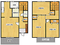 JR可部線 下祇園駅 徒歩14分の賃貸テラスハウス 1階3LDKの間取り