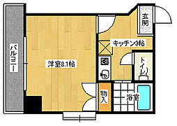 広島電鉄2系統 十日市町駅 徒歩2分の賃貸マンション 10階1Kの間取り