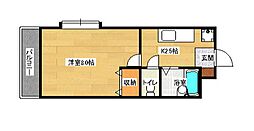 JR可部線 七軒茶屋駅 徒歩10分の賃貸マンション 1階1Kの間取り