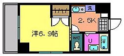 JR可部線 横川駅 徒歩8分の賃貸マンション 3階1Kの間取り
